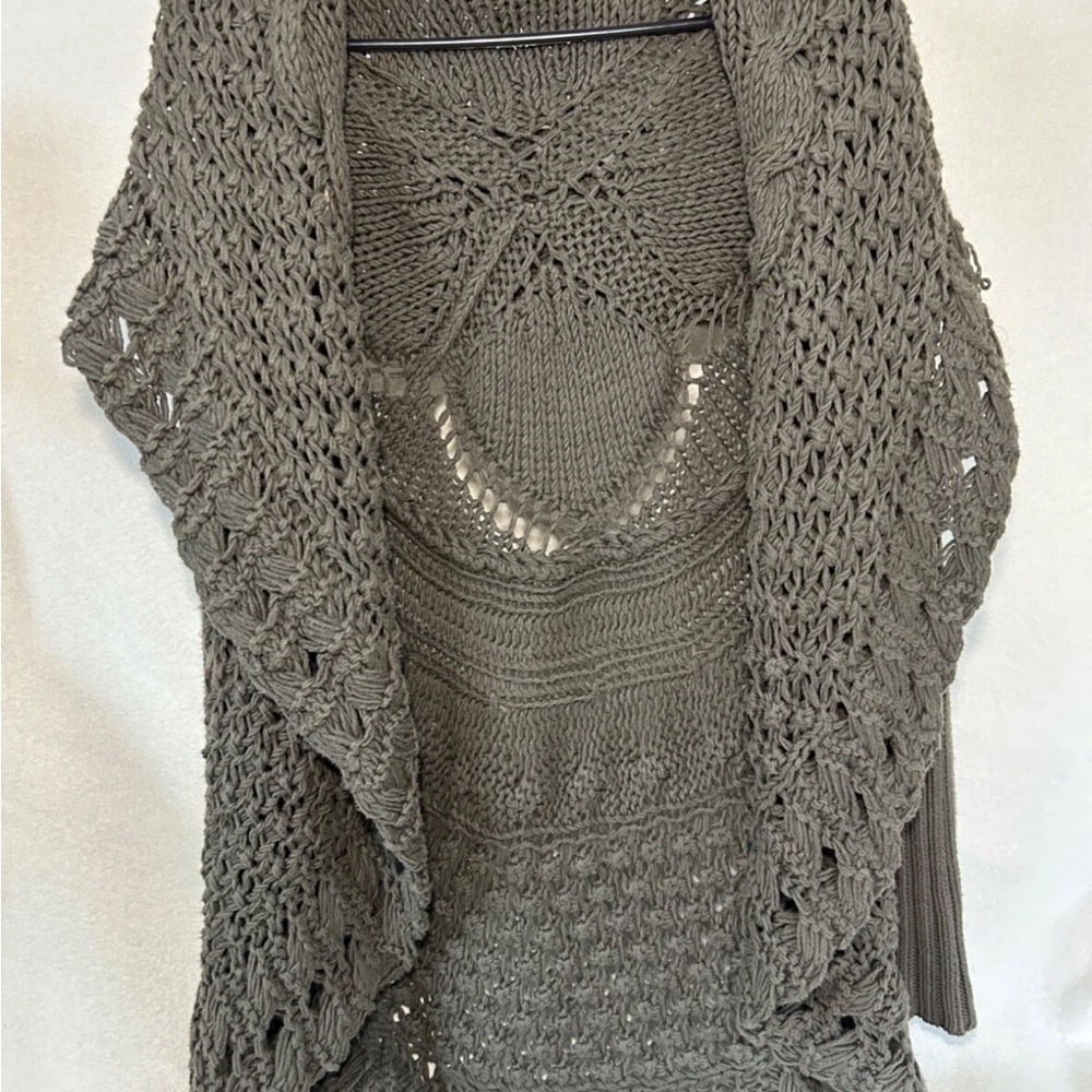 The Territory Ahead Olive Brown Knit Open Front Long Sleeve Cardigan